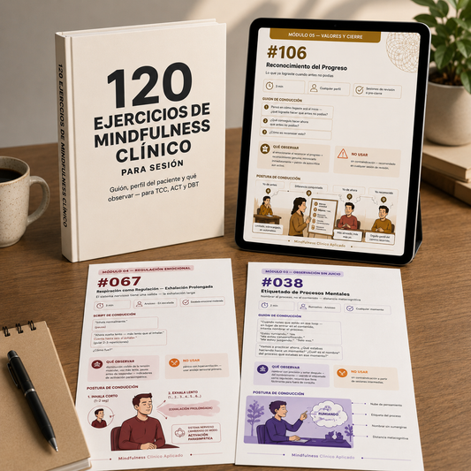 120 Ejercicios de Mindfulness Clínico Listos para Aplicar en Sesión — Guión, Perfil y Qué Observar, tanto para TCC, ACT y DBT